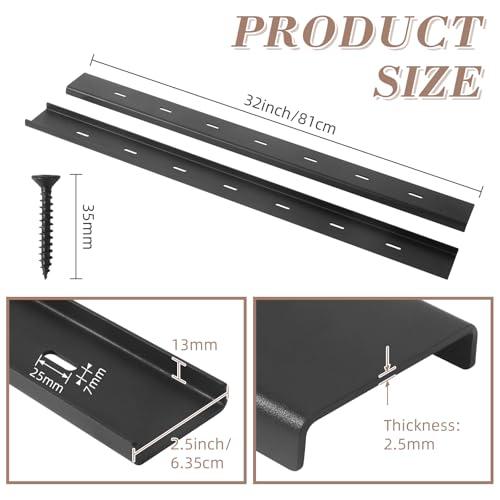 Set of 4 C Channel Steel Support for Table Top Live Edge Slab, 32\" x 1/2\" Leg Hidden Metal Support Bracing C Channel Bracket with Screws for Woodworking or DIY Projects, 32 Inch - Thumbnail 2