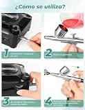 Oasser Airbrush Compressor Kit 36 PSI, Dual Action Air Brush Suit 0.2 0.3 0.5 mm Nozzle for Model, Tattoo, Makeup, Cake,Nail Art,Miniatures,Include Brushes Set (36 PSI) - 6