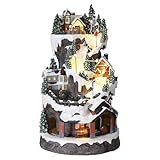 Holyart Villaggi Natalizi: Villaggio Natale pista sci treno neve luci LED musica 40x20x25 cm