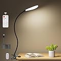 Clip On Light Desk Lamp: LED Reading Book Light for Bedroom Office with Remote Control - Flexible Gooseneck Clamp Lamp with 6 Colors & 10 Brightness, Eye Caring Light for Studying Working Craft…