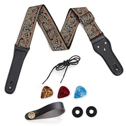 OUCONGK Sangle de Guitare, Sangle de Guitare Acoustique Electrique Motif de Broderie, Guitar Strap Acoustique, Sangle Guitare Électrique, Sangle Guitares Basses, pour Basse, Électrique et Acoustique - Les Beatles, Paul McCartney, John Lennon, RIngo Starr, George Harrison