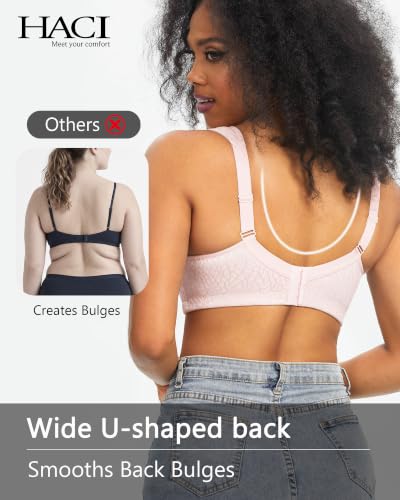 Image of HACI Women Minimizer Bra Full Coverage Everyday Wirefree Unpadded Plus Size | Non Padded, Full Figure, for Large Bust, Seamless