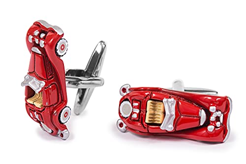 Nosologemelos - Gemelos para Camisa de Hombre - Modelo Coche Rojo - Cierre Basculante - No se Oxida, Antialérgico, Libre de Níquel - Hecho en Latón - Regalo para Hombre Cover