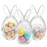 Lot de 3 Pots en Verre Oeuf à Oreilles de Lapin Bocal Lapin de Pâques Décoratif Mignon Transparent Emballage en Boîte Blanche Pot de Rangement Pour Assortiment de Bonbons Chocolats Friandises