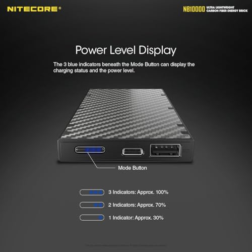 Image of Nitecore Combo: MPB21-NB10000 NB10000 10,000mAh GEN 2 Lightweight, Ultra Slim, Quick Charge Dual Output USB-C Power Charger w Intelligent Battery System MPB21 KIT: 3-in-1 Light, Charger