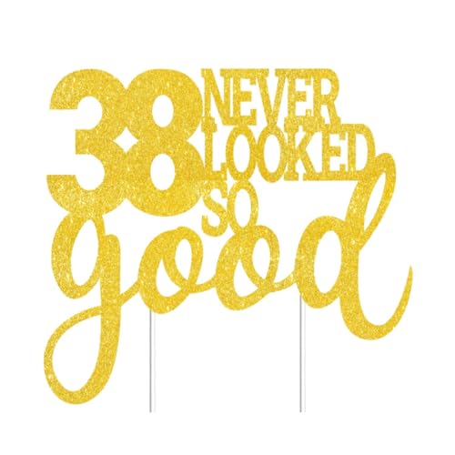 38 Never Looked So Good Cake Toppers Gold Glitter, Happy 38th Birthday Cake Decorations Cheers to 38 Years Party Decor, Thirty-egiht Year Old Theme Birthday Anniversary Party Supplies