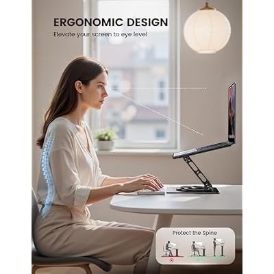 Lamicall Adjustable Laptop Stand for Desk - 360 Rotating Base Ergonomic Computer Stand, Aluminum Laptop Riser Foldable Protable for Office Home fits MacBook Neo Air Pro, Dell, HP (10-17.3'') - Black