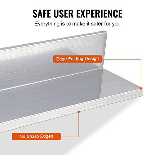 vevor 8634 x 2434 -2pack stainless steel shelf wall mounted floating shelving with backsplash 44 lbs load capacity commercial shelves heavy duty storage rack for restaurant kitchen bar home
