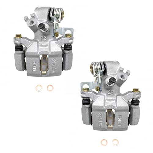 Image of TRQ Rear Brake Caliper Set Zinc Coated Brackets Hardware Compatible with 1994-2001 Acura Integra 1992-2000 Honda Civic 1993-1997 Civic del Sol
