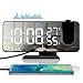Sveglia con Proiettore, Sveglia Digitale da Comodino con 180° di Rotazione Proiettore, FM Radio, Snooze Doppi Sveglia con Porta USB, Termometro Umidità, per Camera da Letto, Soggiorno, Ufficio(Nero)