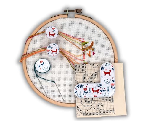 Cross Stitch Accessories Set of 4 Tool for Embroidery Parking Bobbins Cross Stitch Pattern Minder Magnetic Counter Embroidery Kit for Beginners Thread Organizer Tools Sewing notions Accessory