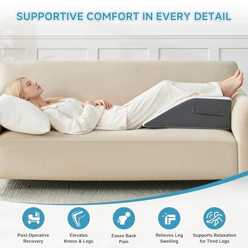 Image of Yojoker Leg Elevation Pillows for Swelling, Memory Foam Wedge Pillow for Legs Blood Circulation, Leg Elevation Pillows for After Surgery, Knee Wedge Pillow for Sleeping Back Hip Ankles Relief