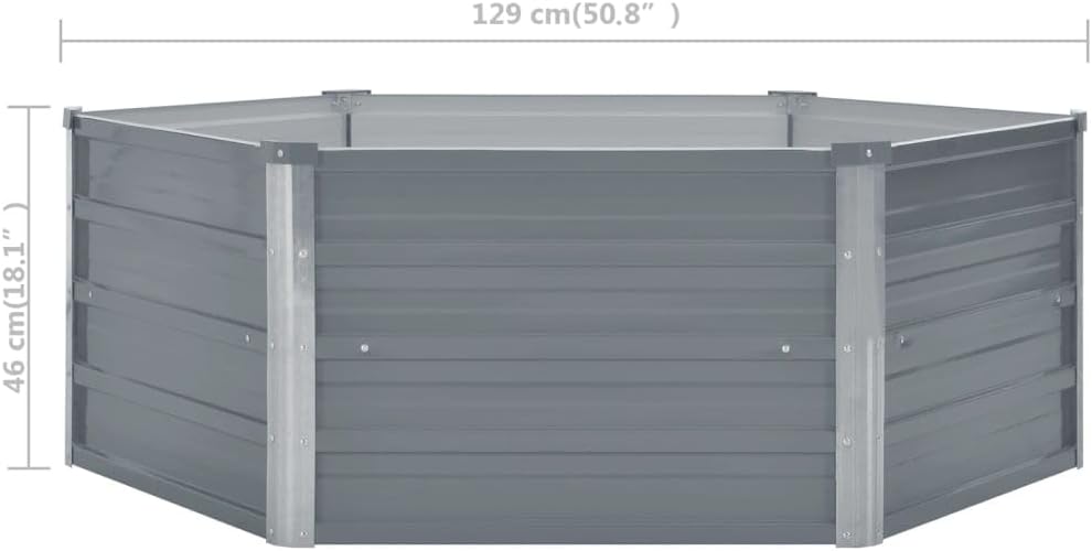 vidaXL , Garden and Terrace, Industrial, Durable, Hexagonal Planter, Galvanized Container, Modern Raised Bed, Urban