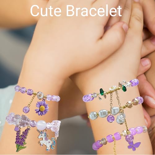 Image of 5PCS Beaded Charm Bracelets for Girls Unicorn Dainty Kawaii Crystal Beads Bracelets Set for Teens Girls Adjustable Stretch Bracelet Birthday Graduation Gift For Daughter Niece Granddaughter