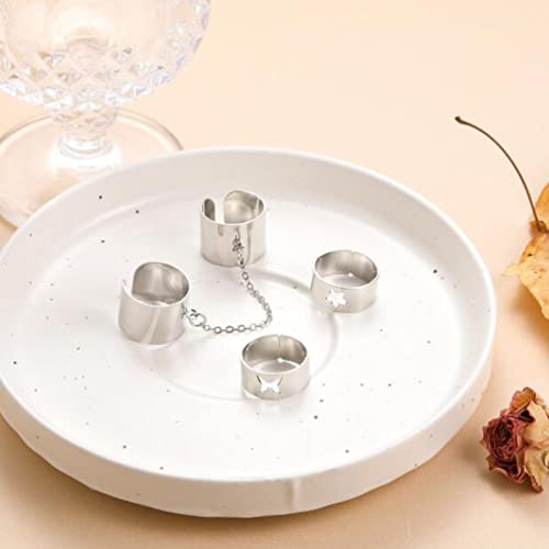 Chain Ring Punk Style Opening Personality Creativity Hollow-Out Five-Pointed Star Butterfly Ring 4-Piece Set #TOP3