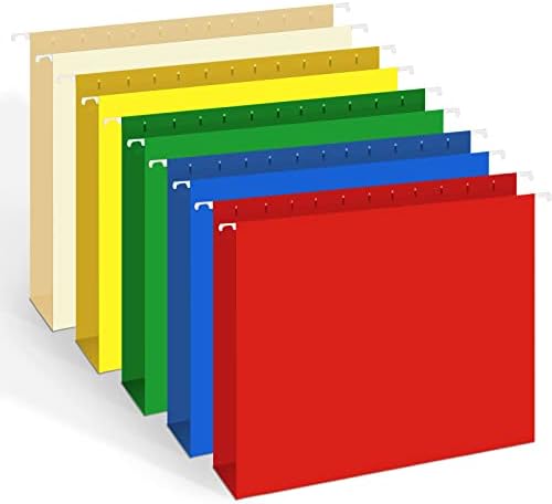 HERKKA Extra Capacity Hanging File Folders, 60 Pack Reinforced Letter Size Hanging Folders with Heavy Duty 2 Inch Expansion, Designed for Bulky Files, Medical Charts, Assorted Colors