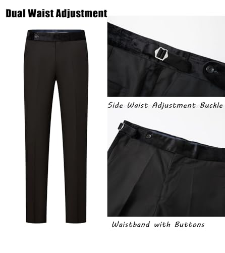 Velvet Men's Black Suit Pants Expandable Waist Classic Fit Flat Front Dress Pant Regular and Big & Tall Sizes4