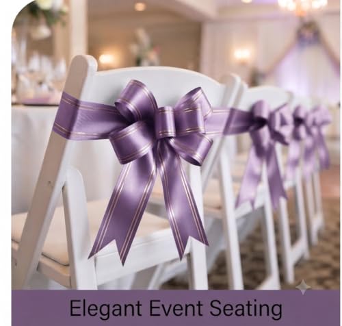 Image of Prokart - Pull Bow Gift Ribbon for Gift Wrapping, Large Decorative Pull Bows for Presents, Hampers, Flower Bouquets, Wedding, Birthday, Christmas & Party Decorations (15MM, Lavender, Pack of 100PC)