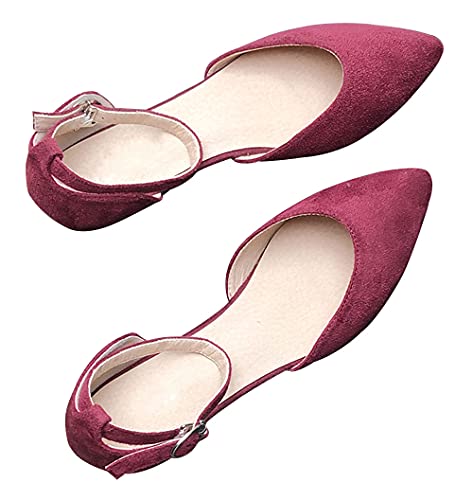 WENJIAZHIZHI Ballet Flat for Women Buckle Strap Ladies Dress Casual Pointed Toe Comfortable Flats Shoes