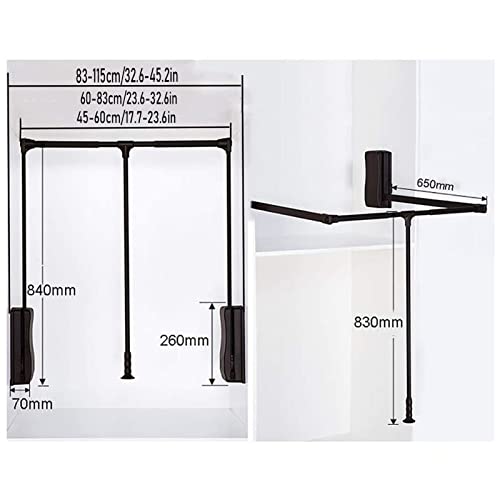 Pull Down Closet Rod,Adjustable Width Clothesrack,Wardrobe Lift Rail,Storage System Closet Hanger Rod For Hanging Clothes (60~83Cm) #TOP1