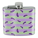Cute Eggplant Aubergine on Stripes Pattern Stainless Steel 5oz Hip Drink Kidney Flask