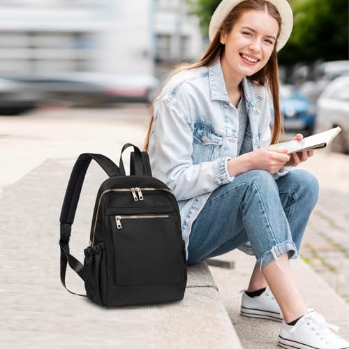 Image of LOIDOU Mini Backpack for Women Small Backpack Purse Lightweight Girls Casual Daypack Bookbag for College School Work Travel, Black(13.7 inchx11 inchx4 inch)