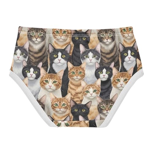 Cartoon Cats Black Brown Panties for Girl Toddlers Underwear Floral Cotton Artistic Briefs Undies Kids 2t2