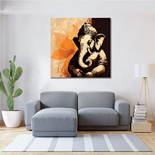 Image of CVANU Lord Ganesh Canvas Painting with Frame for Wall Art Decoration (36x36inch) 202305-168