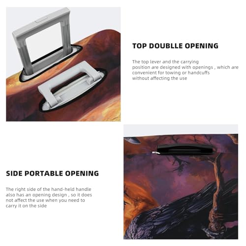 Gothic Raven On Branch Elastic Travel Luggage Covers Dustproof Scratch-Resistant Suitcase Protector Fit 22-24 Inch3