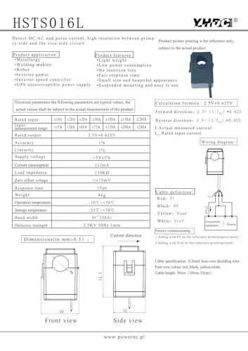 Sensor de corriente núcleo dividido HSTS016L para medir amperaje sin cortar cables en cuadros 2