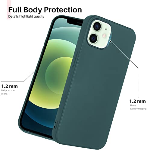 Image of DIZORO Silicone Back Case for iPhone 12 /12 Pro, Soft-Touch Phone Microfiber Silicone Back Cover for iPhone 12 /12 Pro -Forest
