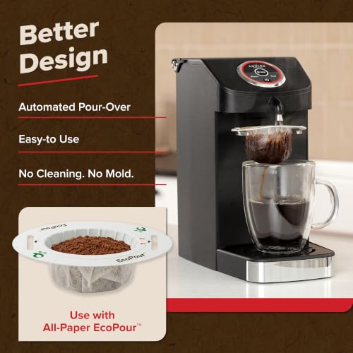 Coulée SWIRL Single Serve Coffee Maker, Electric Kitchen Appliances, Use with Cups or Mugs, Includes 20 EcoPour Compostable Coffee Filters, Automated Pour Over, Black, Variety Pack - Image 2