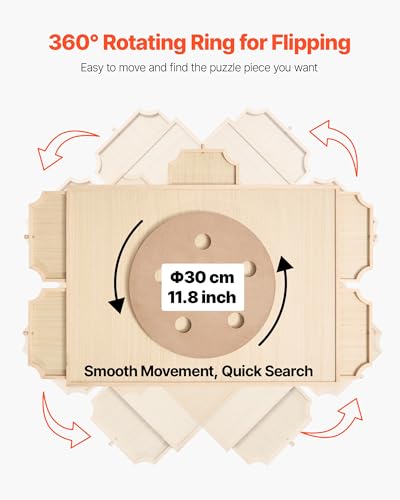 image for VEVOR 1000 Piece Rotating Puzzle Board with 5 Drawers and Cover, 29x21