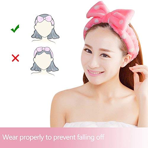 Jaciya 6 Pieces Face Headband Wash Makeup Spa Headbands for Washing Face Bow Hair Band Fuzzy Headbands for Women Bath Headband Skincare Headbands Slumber Party Supplies for Girls Towel Headband