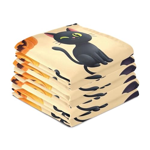 Chiffon de séchage pour vaisselle chats noirs, linge de cuisine pour décoration Halloween