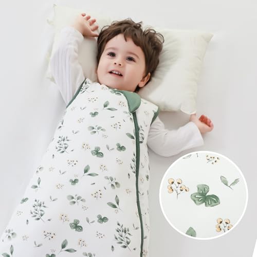 Image of Mosebears Unisex Rayon Made from Bamboo Sleep Sack with 2-Way Zipper,2.5 Tog Baby Winter Sleep Sack(Plant,0-6 Months)