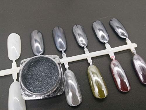 Miniatura 5 de 1 unids deslumbrante espejo negro policromado uñas brillo polvo cromo polvo cromo brillo