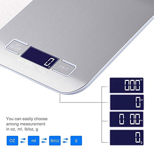 Stickit Graphix Digital Kitchen Scale,Food Scale Weight Grams and Ounces for Baking and Cooking,Stainless Steel and LCD Digital Display (Silver) - Thumbnail 2