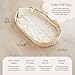 Bebe Bask Premium Baby Changing Basket - Artisan-Crafted Scalloped Rattan - Changing Basket for Baby Dresser - All Accessories Included - Complete Set for Nursery (Natural)