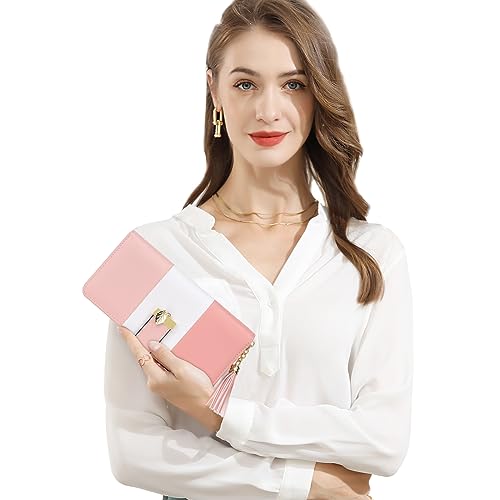 Image of Women's Wallets RFID Blocking Card Case Clutch Wallet for Women with Multiple Card Holder and Cellphone Compartment, Sakura Pink
