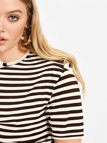 Image of Mack Jonney Oversized | Loose Fit | Half Sleeves 100% Cotton Round Neck Striped T-Shirt for WOMEN-MACK640651