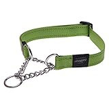 ROGZ Reflective Nylon Choke Collar; Slip Show Obedience Training Gentle Choker for Medium Dogs, Green