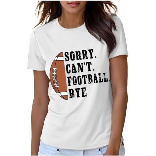 Crewneck Shirts for Women Fall Summer Short Sleeve Workout Gym Football Funny Top T Shirt Blouse Women 20254