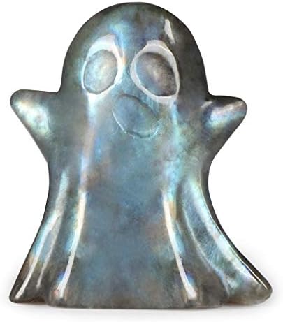 Artistone 1.7" Labradorite Crystal Ghost Statue Figurine Carved Gemstone Ghost Sculpture Healing Stone Decoration for Halloween Home Office Mantel Decor