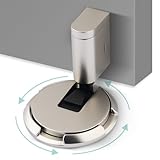 Upgraded Mechanical Floor Door Stopper, Adjustable Height Windproof Silent Door Stop for Bottom of Door, Heavy Duty Door Stopper, with 3M Adhesive, Nail Free or Screws(NO Magnetic) - Silver