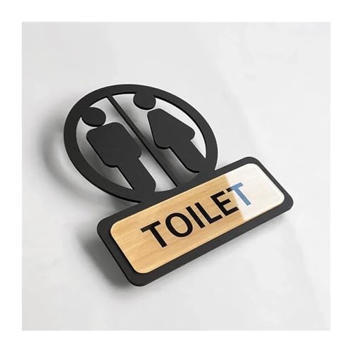 TIYGHI Señalización de aseos Señal de baño autoadhesiva, señalización de baño, recordatorio de baño, Placa Colgante for Empresa, Oficina, Pared de Puerta pública (Color : 1, Size : 13.5x15cm)