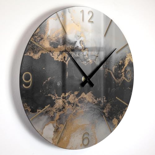 Giallobus - Orologio Linea Basic - Taglio di Pietra - Blackbrader - Vetro acrilico - Basic 30x30 - Meccanismo silenzioso - Pronto da appendere - Orologi moderni