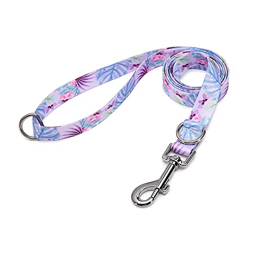Suredoo Guinzaglio per Cani, Nylon Resistente e Leggero con Motivi alla Moda, Regolabile Guinzaglio Addestramento per Cani di Taglia Piccola Media e Grande, 120x2cm (Fiori Viola)