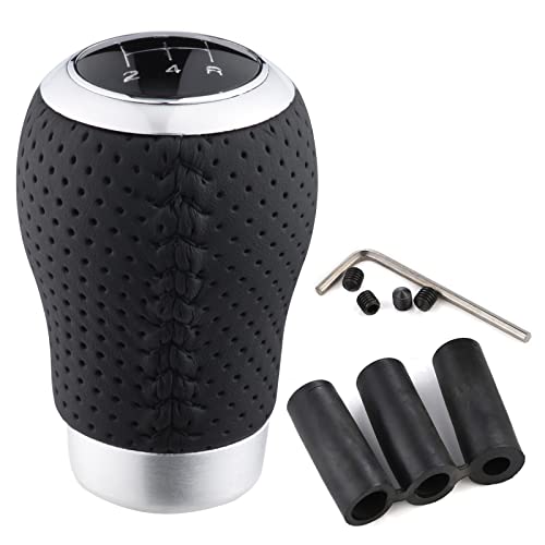 Arenbel 5 Speed Manual Gear Shifter Stick Handle Black Stitched Leather Shift Lever Knob Replacement Fit Most Trucks Cars #TOP6