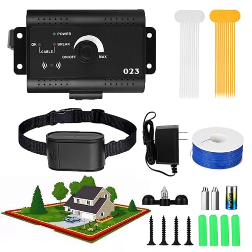 LUBNYBG Upgraded Electric Fence for Dogs,Underground Above Ground Pet Boundary Containment System,with Waterproof and Battery-Operated Shock Training Collar,Harmless,for All Dogs(984 Ft Wire),for1dog